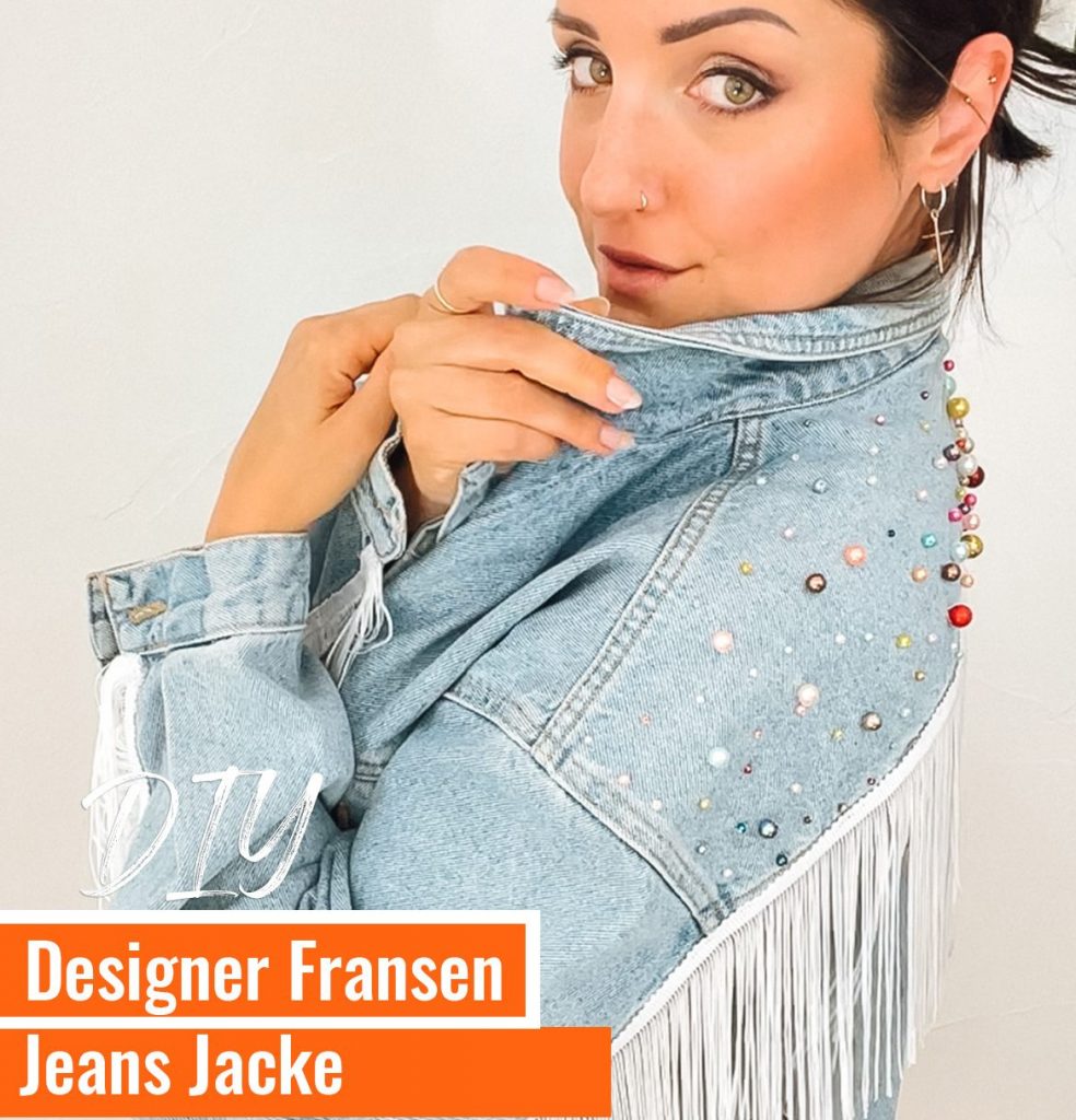 DIY-Designer-Jeansjacke mit Fransen